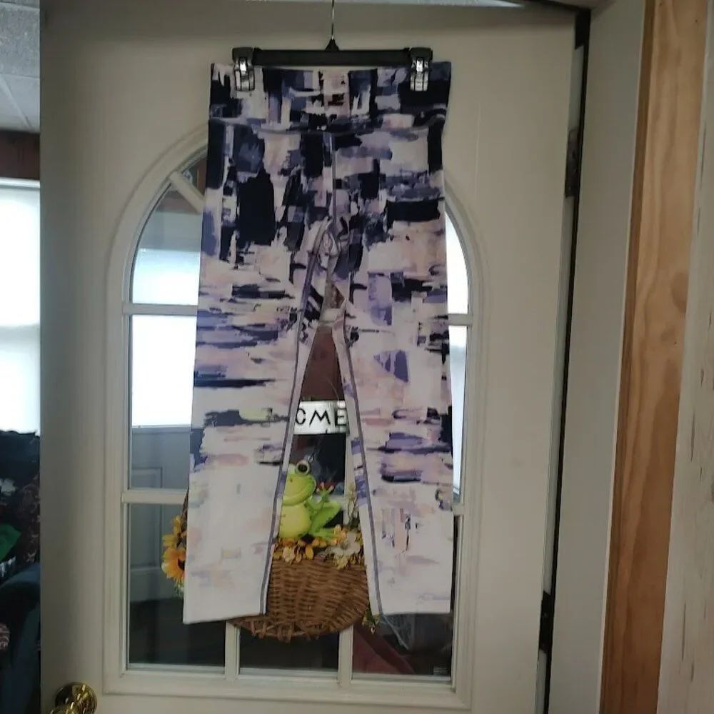Calvin Klein Performance Wicking Blue White Multi-Color Leggings Women's M